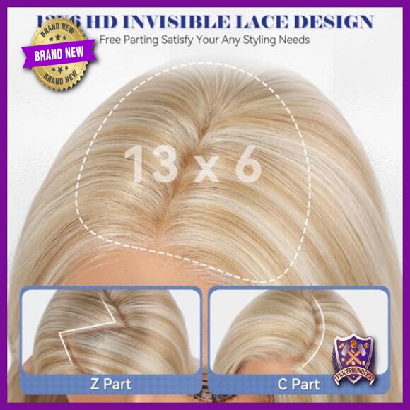 13x6 HD Lace Front Glueless Wig, 24 Inch Synthetic Layered Hair